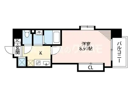 LUXE難波西II(1K/10階)の間取り写真