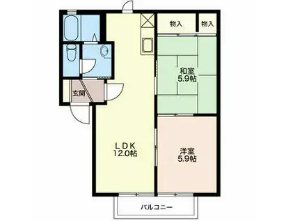 ディアスYOU(2LDK/2階)の間取り写真