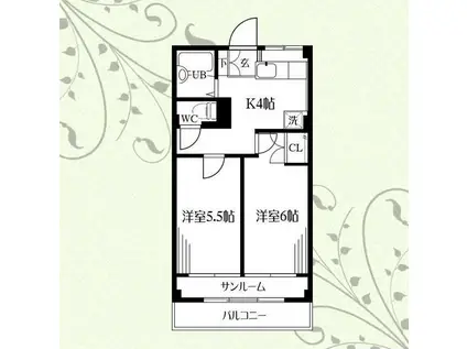 クラウディII(2K/5階)の間取り写真