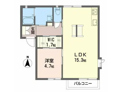 クレセントムーンA(1LDK/2階)の間取り写真