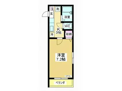 ソレアード旭町(1K/3階)の間取り写真