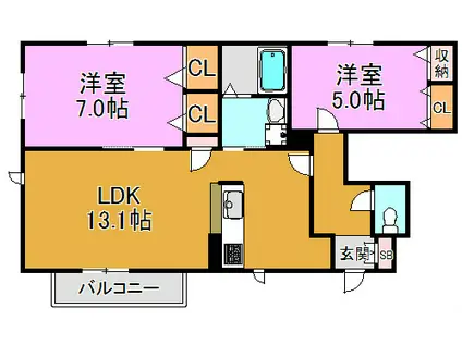 シャーメゾングレスター(2LDK/1階)の間取り写真
