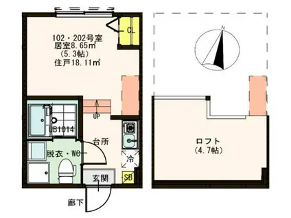 ハーモニーテラス北小岩VII(ワンルーム/1階)の間取り写真