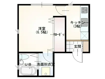 Rグレイ(1K/2階)の間取り写真