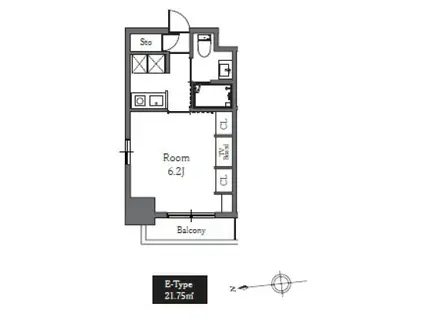 TOTSU RESIDENCE SHIBA 東通レジデンス芝(1K/13階)の間取り写真