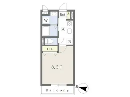 サニークレストOZU(1K/3階)の間取り写真