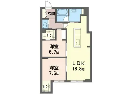 ウィズプラス大船(2LDK/1階)の間取り写真