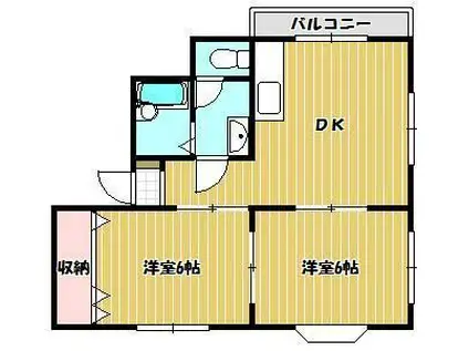 ホワイトビル(2DK/3階)の間取り写真