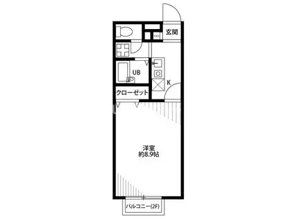 アムール翼(1K/2階)の間取り写真
