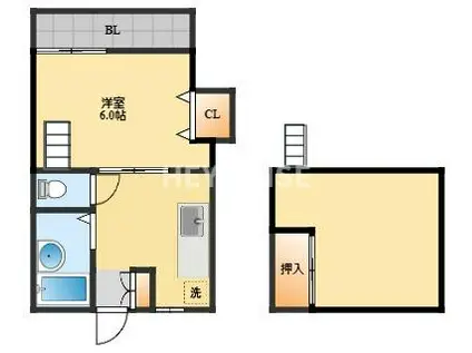 ブルーハイツ辻町(1K/1階)の間取り写真