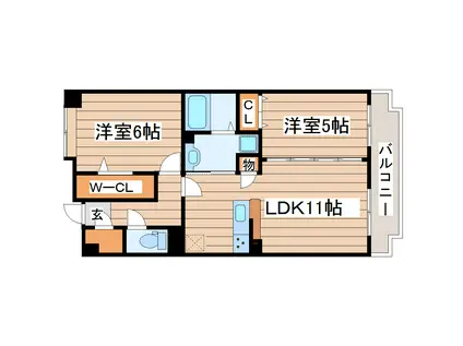 プライムアーバン長町一丁目(2LDK/5階)の間取り写真
