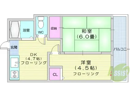 ボザールマンション(2DK/3階)の間取り写真