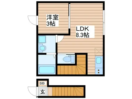 シャンテ連坊 A(1LDK/2階)の間取り写真