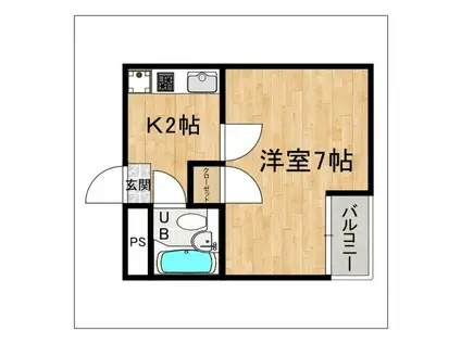 RX雑餉隈(1K/3階)の間取り写真