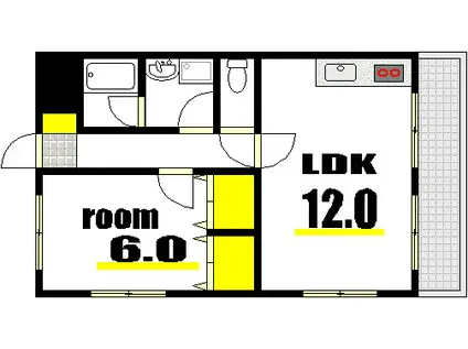 明貴マンション(1LDK/5階)の間取り写真