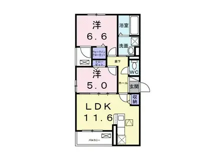 シャングリラ(2LDK/1階)の間取り写真