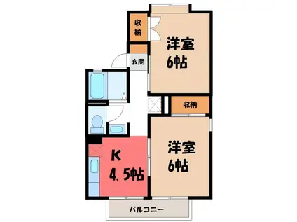 マロニエ5番館(2K/1階)の間取り写真