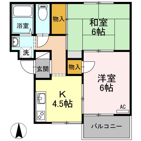 トリヴァンベール鳥越(2K/3階)の間取り写真