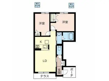 シャルマン・ファミーユ(2LDK/1階)の間取り写真