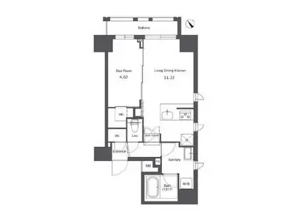 コンフォリア台東根岸(1LDK/5階)の間取り写真