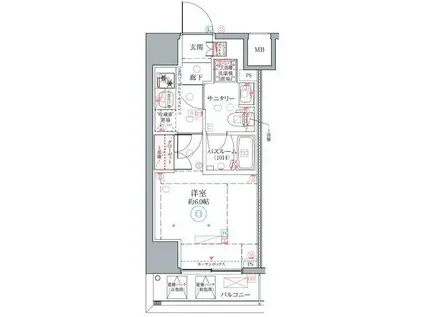 クレヴィスタ横浜関内II(1K/3階)の間取り写真