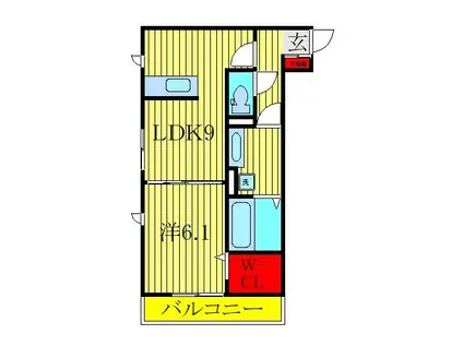 ラテル・コート若松町(1LDK/2階)の間取り写真