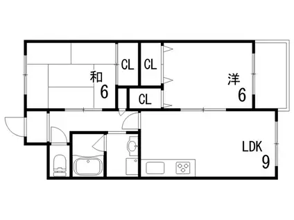 矢島ハイツ(2LDK/4階)の間取り写真