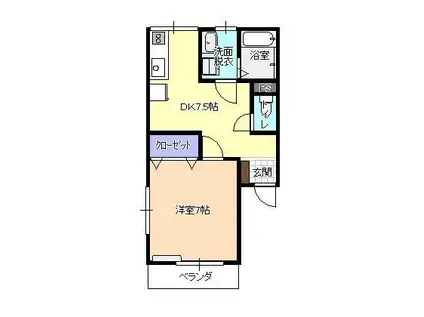 ニューシティハイツ(1DK/2階)の間取り写真