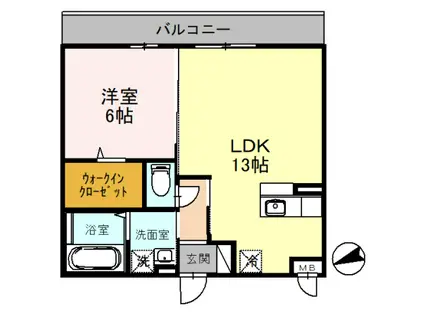 ルージュ・ブリエ(1LDK/2階)の間取り写真