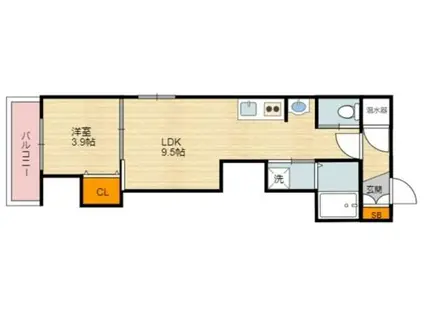 オリエンタルコート梅南(1LDK/1階)の間取り写真