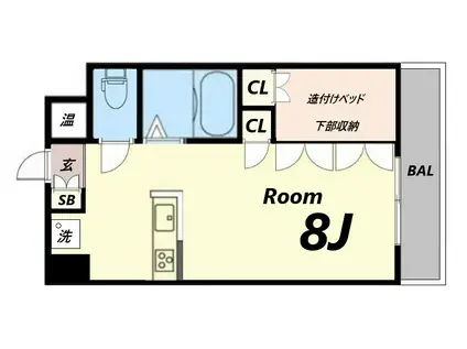 ロッキーコートナカヤ(ワンルーム/8階)の間取り写真