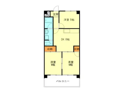 ファミール朝日(3DK/6階)の間取り写真