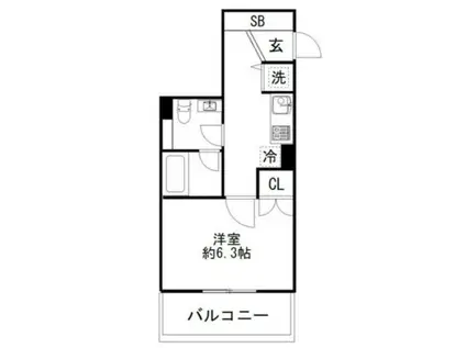 カルディア西馬込(1K/2階)の間取り写真