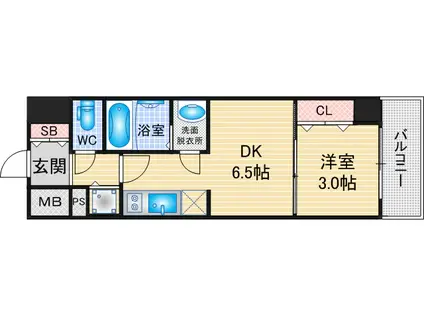 CREST TAPP名古屋山王(1DK/5階)の間取り写真