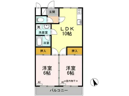 ライフアメニティーー下石原2丁目-(2LDK/1階)の間取り写真