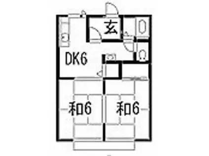シャインつくばB棟(2DK/2階)の間取り写真