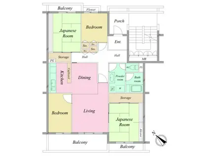 金沢シーサイドタウン並木2丁目2街区13棟(4LDK/2階)の間取り写真