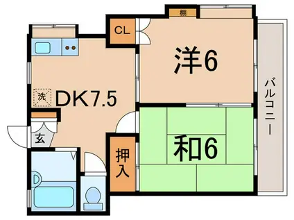 第2石井コーポ(2DK/2階)の間取り写真