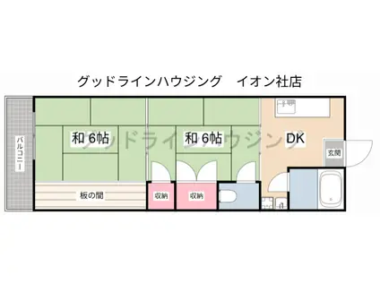 宮元マンション(2DK/3階)の間取り写真
