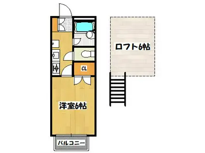 リルパイン越谷B棟(1K/1階)の間取り写真