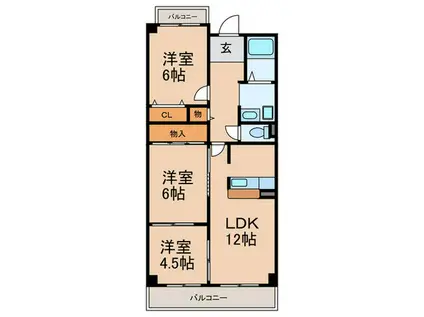 フロレセール南六甲(3LDK/3階)の間取り写真