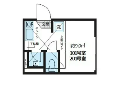 ガーデン平井(ワンルーム/2階)の間取り写真