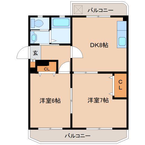 サンハイツ上村(2DK/3階)の間取り写真