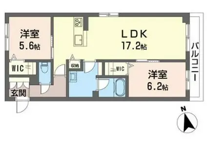 エクラシエ(2LDK/1階)の間取り写真