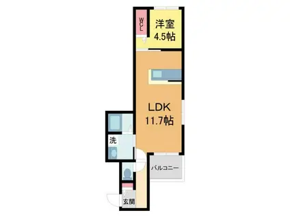 ブリアン西宮(1LDK/2階)の間取り写真