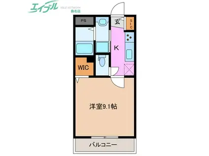 メゾンモンマルトル江場(1K/1階)の間取り写真