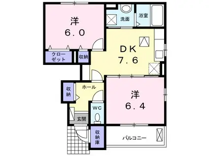 パーク・ヴィラY A(2DK/1階)の間取り写真