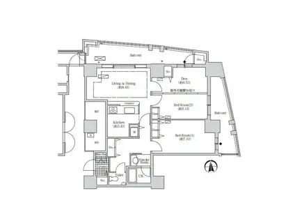 アクティ汐留(2SLDK/6階)の間取り写真