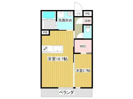 トレス天満B(1LDK/1階)の間取り写真