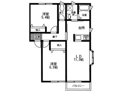 クレストール(2LDK/2階)の間取り写真